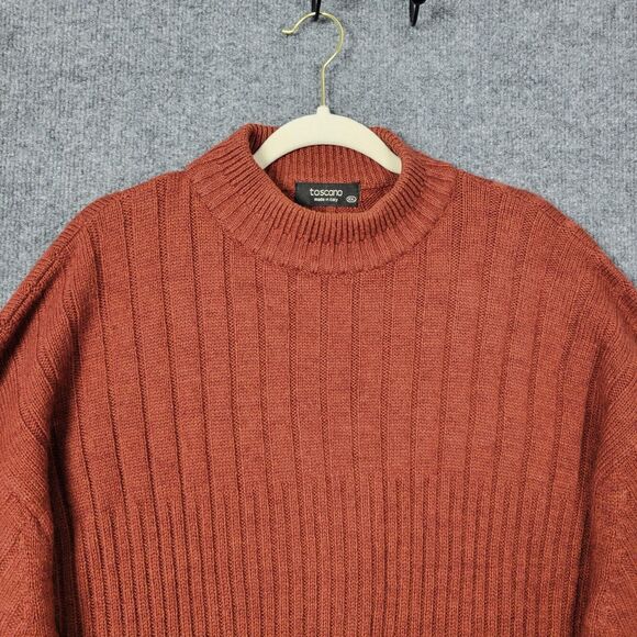 TOSCANO Dark Orange Wool Blend Mock Neck Ribbed Knitted Sweater SIZE XXL - Picture 3 of 11